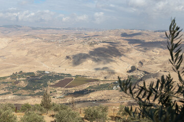 View of agricultural fields from Mount Nebo, Jordan