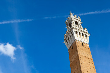 Naklejka premium Bell tower of the Palazzo Pubblico in Siena, Italy
