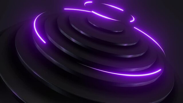 This stock motion graphic  video of  4K Pink Radial Neon Background with gentle overlapping curves on seamless loops.