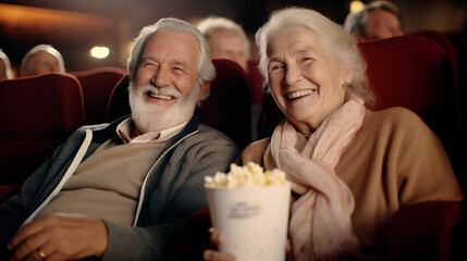 ai generative retired couple at the cinema