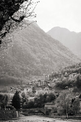 Landscape of the town of San Pellegrino Italy in cloudy weather,