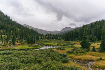 Fototapeta na wymiar Rainy landscape in the Holy Cross Wilderness, Colorado