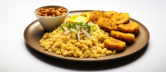 Indian fasting food recipe made with Barnyard millet rice or Sanwa/Samwa. - obrazy, fototapety, plakaty