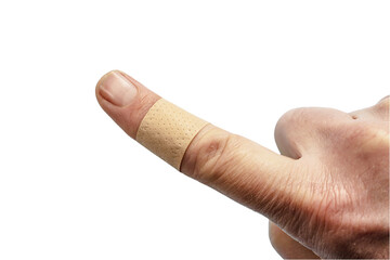 the plaster on the finger
