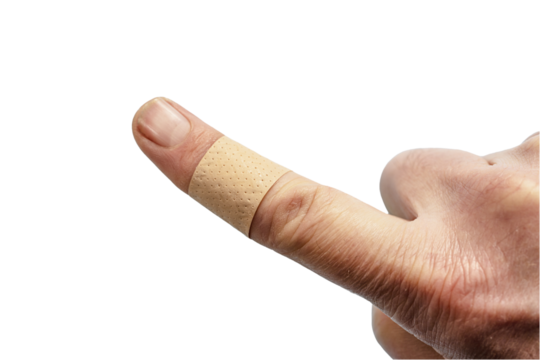 the plaster on the finger