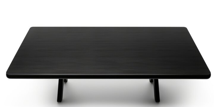 A black table with a black top on a white background. Suitable for furniture catalogs or interior design websites