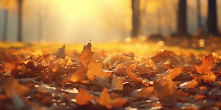 A bunch of leaves laying on the ground. This image can be used to represent autumn, nature, or seasonal changes