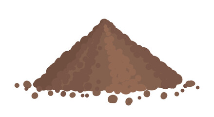 Pile of soil. Heap of brown, earthy fertilizers. Vector illustration.