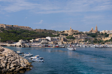 Fototapeta na wymiar Arriving to Gozo by ferry - Mgarr, Malta