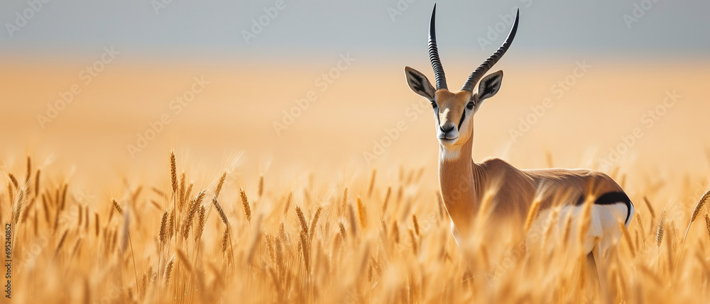 Wall mural antelope, wildlife photo, with empty copy space