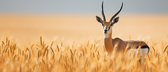 antelope, wildlife photo, with empty copy space - obrazy, fototapety, plakaty