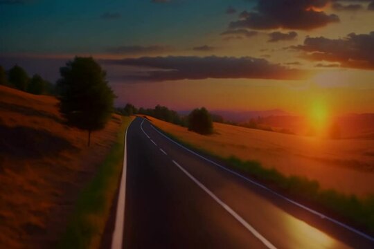 Roadway Ultra HD Generative AI Generative AI. Virtual video scene animated background