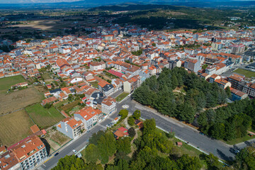 Fototapeta na wymiar aerial view with drone of the town of Xinzo de Limia. Ourense, Galicia, Spain.