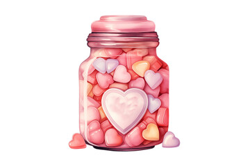 Watercolor Valentines Love Candy Jar Illustration