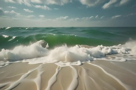 waves in the sea Generative AI. Virtual video scene animated background