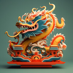 Obraz premium Chinese dragon dance, minimal simple design, 3d