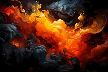 A burst of fiery liquid colors exploding against a dark background, evoking a sense of energy, passion, and intensity