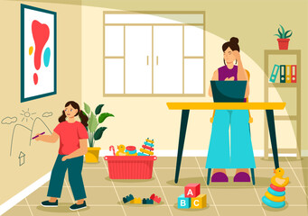 ADHD or Attention Deficit Hyperactivity Disorder Vector Illustration with Kids Impulsive and Hyperactive Behavior in Mental health and Psychology