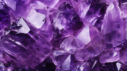 Purple amethyst crystals texture background or wallpaper, close up