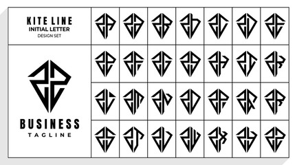 Set of abstract line kite letter Z ZZ logo design