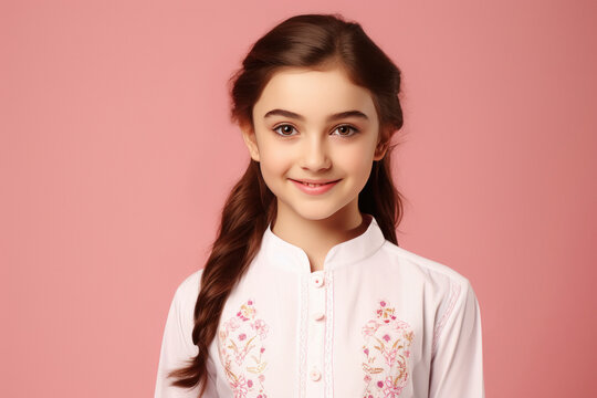 Beautiful girl giving happy expression.