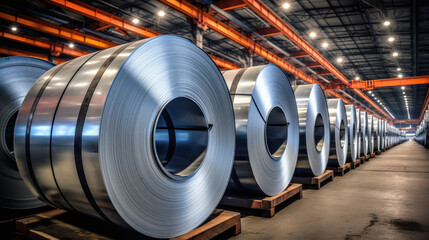 Steel or galvanized roll in the factory - obrazy, fototapety, plakaty