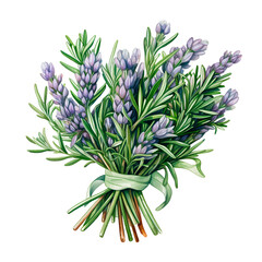 sprig of rosemary realistic watercolor drawing. spices and herbs, seasonings