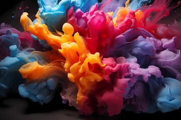 A burst of vibrant liquid colors splashing against a surface, capturing the dynamic and unpredictable nature of fluid motion
