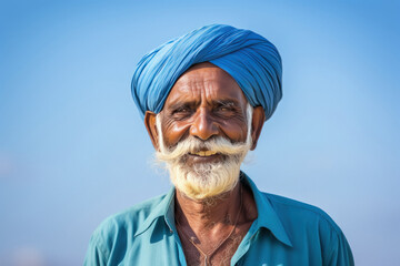 Senior indian man giving happy expression. - obrazy, fototapety, plakaty