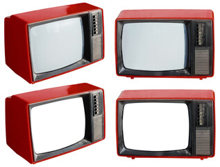 old tv isolated different angle set mockup