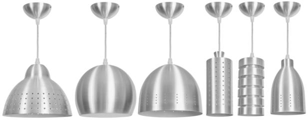 set of isolated suspended ceiling lamp, made of painted aluminum