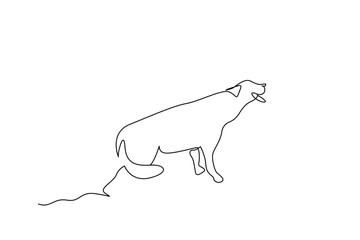 cute dog outside free pose life freedom walk line art design