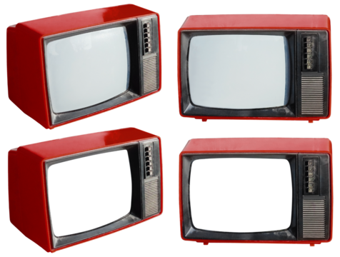 old tv isolated different angle set mockup