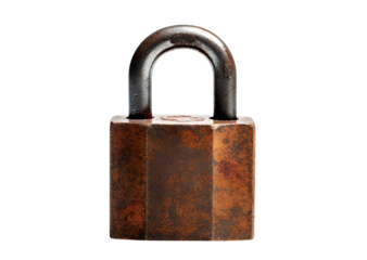 Old rusty padlock, cut out