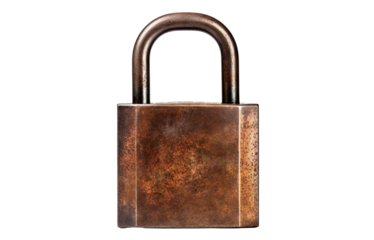 Old rusty padlock, cut out