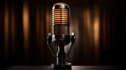 A podcast mic in a studio