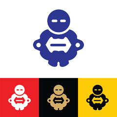 Fat Robot mascot Cartoon Standing straight eyes and hands