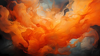 A burst of vibrant orange ink expands and mixes with the surrounding water, evoking a sense of energy and movement - obrazy, fototapety, plakaty