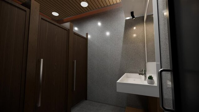 3d render modern  public toilet WC bathroom interior