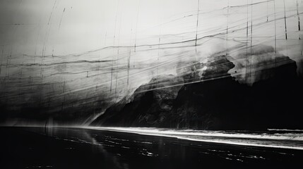 Fototapeta premium complex layered moody shadowy black and white double