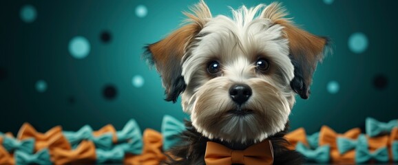 Cute Dog Green Bowtie On Color, HD, Background Wallpaper, Desktop Wallpaper