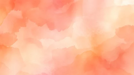 Fotobehang Abstract peach fuzz color, orange and pink shades watercolor wavy background  © Katya