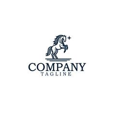 Fototapeta premium horse simple line art logo design vector template