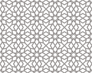 Seamless islamic pattern. Geometric outline texture on transparent background. Beautiful arabic...