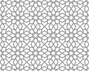 Seamless islamic pattern. Geometric outline texture on transparent background. Beautiful arabic element design.  
