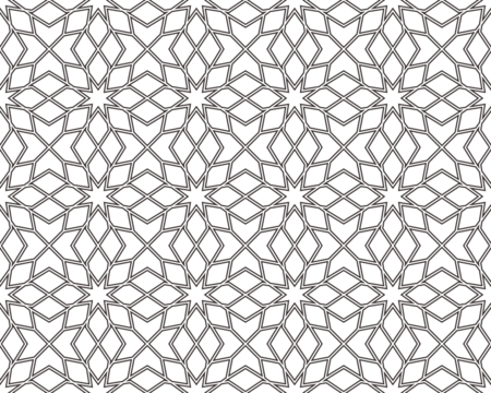 Seamless islamic pattern. Geometric outline texture on transparent background. Beautiful arabic element design.  