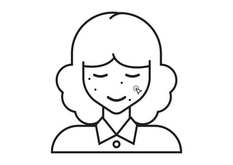 Black and White Portrait retouching flat icon vector. Photo retouching of a woman portrait