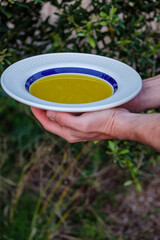 oil dish in hands, Formentera, Pitiusas Islands, Balearic Community, Spain