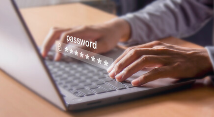 Password to enter the security system User cyber security concept