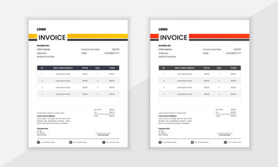 Modern Creative Vector Business Invoice Design Template